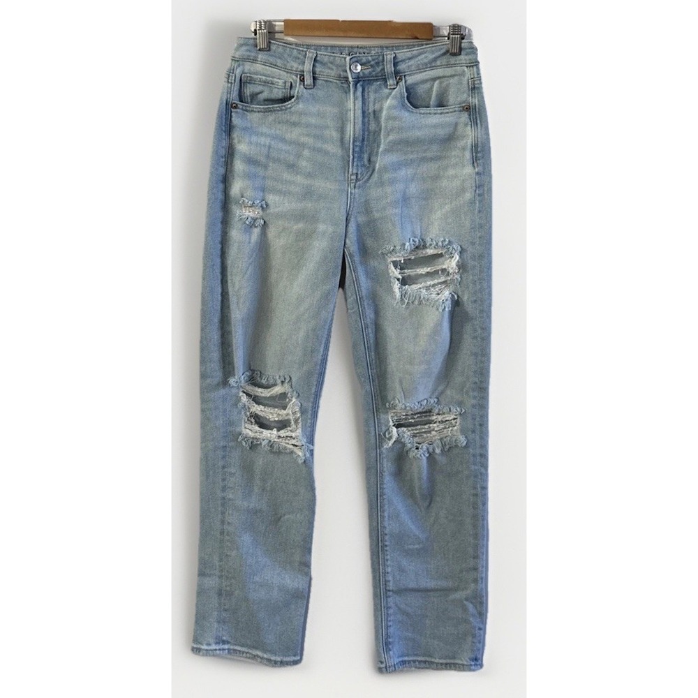 American Eagle MOM Straight Jeans Womens Sz 6 🦅 Loose Fit Cotton Blend Stretch